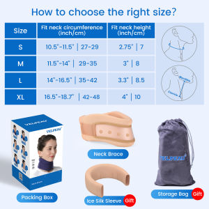 VELPEAU Neck Support Soft Neck Brace Dual-use version Comfort Foam Cervical Collar  Relieves Pain & Pressure in Spine Wraps Aligns Stabilizes Vertebrae For Sleep & Work