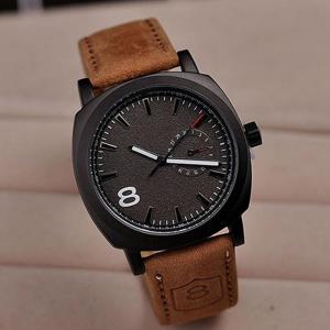 Sanwood® New Men Military Wrist Watch Faux Leather Strap Sport Quartz Analog Watch Gift - intl