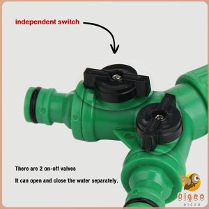 Digeo 2 Way 1/2-3/4" Garden Hose Splitter Y-Type Watering Connector Distributor Outdoor Sprinkle