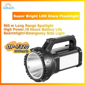 Jiditech Super Bright Searchlight LED Flashlight USB Rechargeable Searchlight Portable Work Light Torch Handheld Spotlight Flashlight