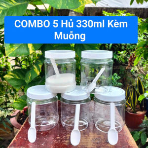 Combo 5 Hủ Đựng Gia Vị Tròn 330ml Kem Muỗng F027 - Hủ Nhựa Duy Tân 1