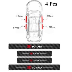 Car Threshold Strips Carbon Fiber Bumper Door Side Step Pedal Decoration Accessories for Toyota VIos Yaris Corolla Cross Veloz Wish Revo CHR Avanza Fortuner Rush Innova raize