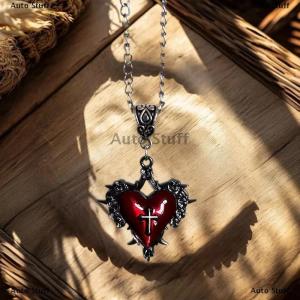 [COD] Auto Stuff สร้อยคอไม้กางเขนแบบกอธิคสำหรับผู้หญิงผู้ชายเครื่องประดับแม่มดแฟชั่นของขวัญของขวัญมีหนามกุหลาบหัวใจสีแดงโช้คเกอร์ใหม่