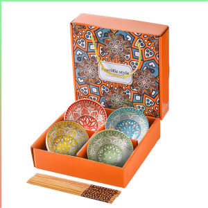 Ceramic Bowls Set In Gift Box - Perfect for Cereal Ice Cream or Pasta - Handmade Round Shape