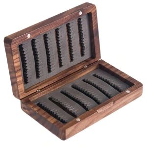 btnx Black Walnut Wood Fly Fishing Fly Lure Storage 3H4K8