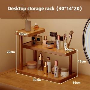 3-Tier Bamboo Desktop Shelf Wood Grain Design With Cup Holder Multipurpose Cosmetic Storage Rack Ideal For Home Condo Sala