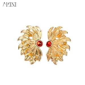 AMINI Anting Titanium Wanita Anti Karat Dan Anti Luntur Anting Wanita Emas Model Kipas Mutiara Anting Tusuk Anting Tindik E1-9