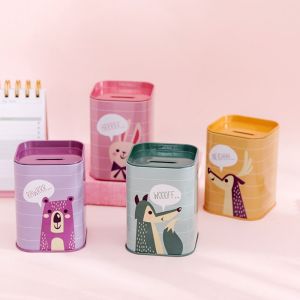 XUECHUANGYING Save Money Cartoon Tinplate Toy Cash Cabinet High-Capacity Home Decoration Coin Box Metal Piggy Bank Cash Box Money Box