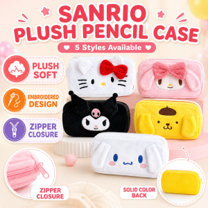 Kotak Pensel Cute Pencil Case Cartoon Student Pen Bag Cinnamoroll Pompompurin Plush Storage Bag Pochacco