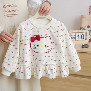 สาวหวานเสื้อกันหนาวเสื้อผ้าฤดูใบไม้ร่วงมาใหม่การ์ตูนน่ารักแมวสาวเด็กเจ้าหญิงด้านบนเสื้อผ้าแขนยาว