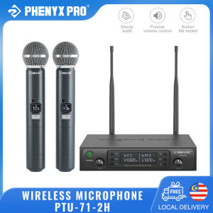 Phenyx Pro PTU-71A Wireless Microphone System Dual Wireless Mics Auto Scan for Singing Karaoke Church Stage Performances