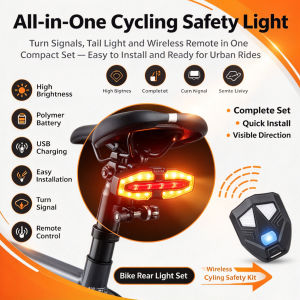 Bicycle Tail Light Wireless Remote Control Bike Rear Light Horn Left Right Turn Signal Type C Rechargeable Cycling Night Riding Safety Warning Lamp