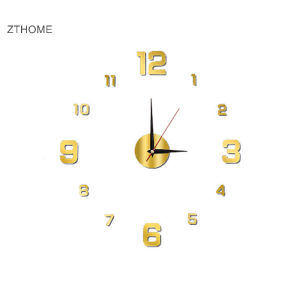 Zthome DIY Đồng Hồ Treo Tường Cho Văn Phòng Gia Đình Không Khung Hiện Đại 3D Đồng Hồ Treo Tường Gương Dán Khách Sạn Thiết Kế Phòng Học Trang Trí HOT