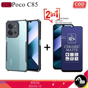 Paket 2IN1 Case Fusion + Tempered Glass Blue Full Layar For Poco C85