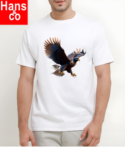 Kaos Pria 3 Dimensi Motif Animasi Burung Elang  Tshirt Oblong Katun 24s H0214 By Hans & co