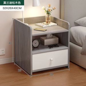Finelife Minimalist bedside table with lock wooden cabinet with drawers storage cabinet bedroom bedside table