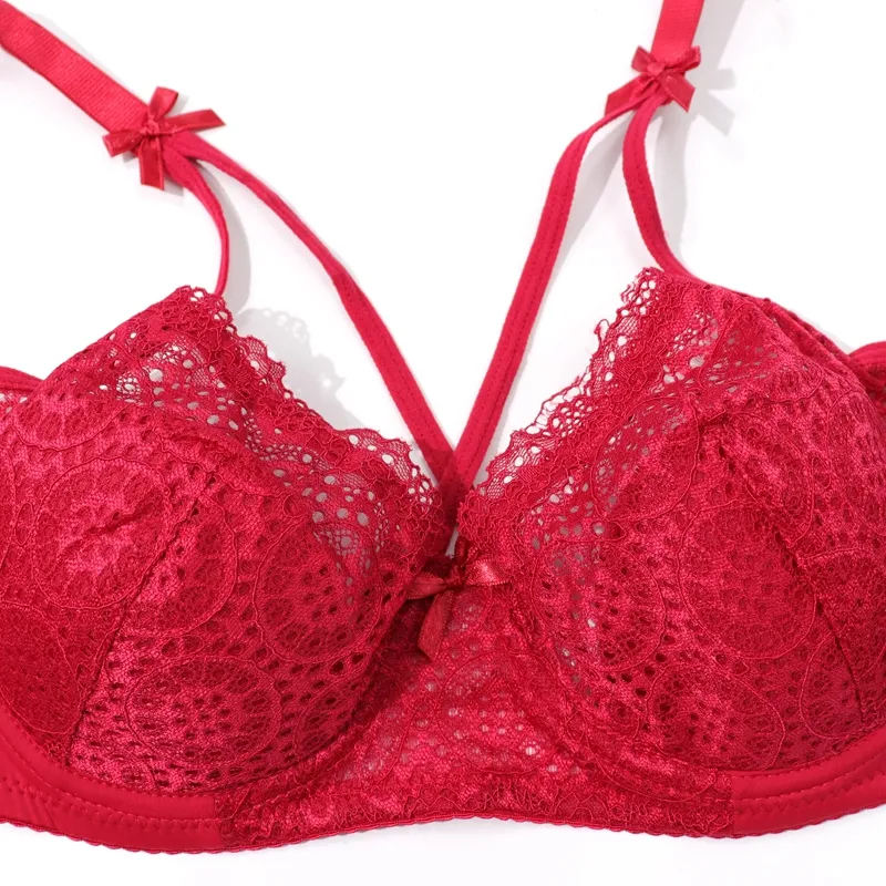 Xiushiren Women Sexy Floral Lace Lingerie Plus Size Bra Set 38-48 C D Cup  XL 2XL 3XL 4XL 5XL Full Cup Bra And Ultra Thin Underpant