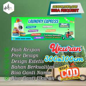 Spanduk Banner Size 300x100 Cm Laundry Express Free Custom Design