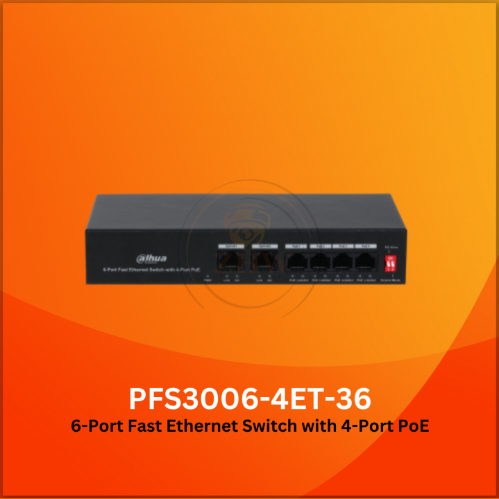 Dahua DH-PFS3006-4ET-36 6-Port Fast Ethernet Switch with 4-Port PoE ...