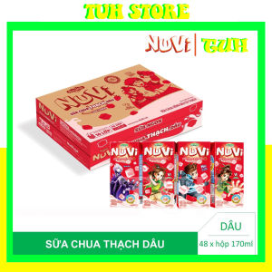 Thùng 48 hộp Sữa chua uống Dâu có thạch hộp 170ml NuVidâu thạchthạch dâu-TUH