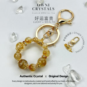 【OwniCrystos】Genuine Citrine 招财开运 Natural crystal keychain bag charm yellow crystal gift for friends