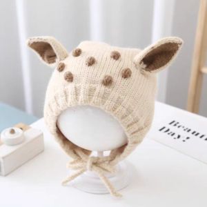 ADAM Vải nhung Mũ cho bé Hoạt hình Bảo vệ tai Mũ len cho trẻ sơ sinh. Dễ thương Mũ len hình hươu Mùa thu và mùa đông.