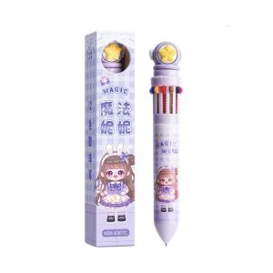 Cartoon Animal Ballpoint Pen 10/12 Colors Retractable Ballpoint Pen School Supplies 0.5mm Multicoloured Pen for Student