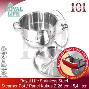 Royal Life Stainless Langseng / Steamer Pot 26 cm / Panci + Kukus 55 Liter