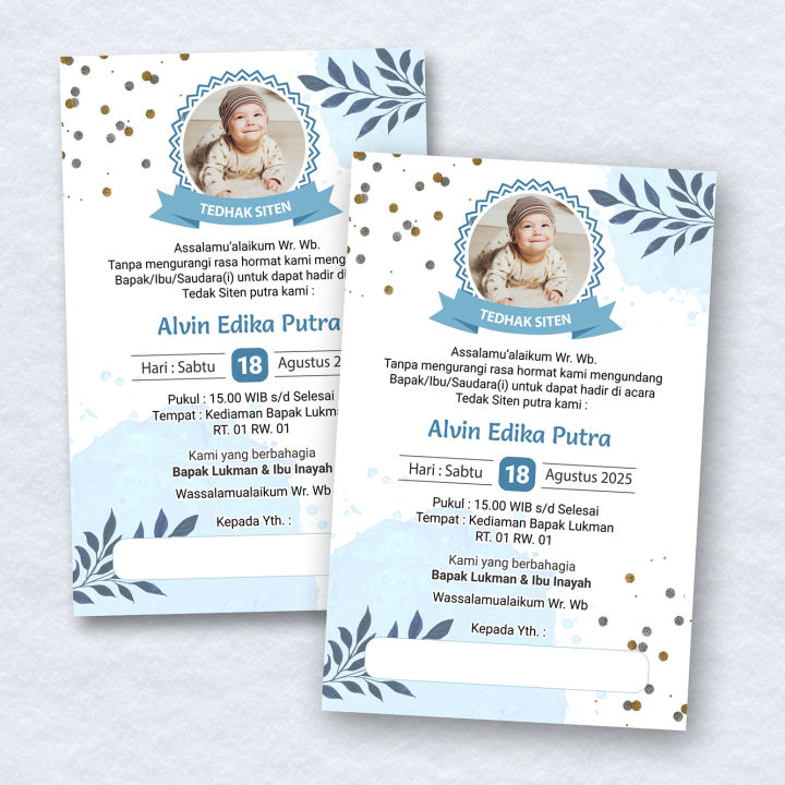 (ISI 50 PCS) Undangan Tedak Siten / Turun Tanah / Undangan Aqiqah