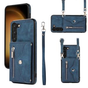 Long Lanyard Zipper Wallet Leather Cards Solt Case for Samsung Galaxy S25 Ultra S24 S23 S22 S21 FE A55 A35 A15 Crossbody Cover