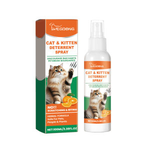 Cat care spray with mild ingredients to reduce scratching and chewing. Home protection spray for cats
