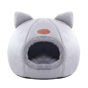 Lovinland Winter Cat Bed Mat Basket Small Dog House  Pets Tent Cozy Cave Nest  Deep Sleep Comfort House Semi-Enclosed Design Pet Bed with Mat