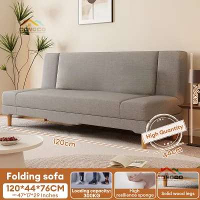 CONOCO Mall Foldable Sofa Bed Solid Wood Sofa with Cotton Folding Sofa Bed 1-3 Seaters