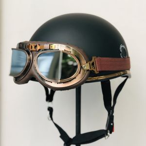 Mũ bảo hiểm nửa đầu Rona haly luxury kèm kính phi công cao cấp nón bảo hiểm có lỗ thông gió thoáng khí - Rona Helmet