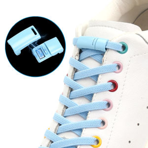 New Colorful Shoelaces Rubber band Metal Lock Elastic Shoe Laces For Sneakers Convenient No Tie Shoes Lace Accessories 1 Pair