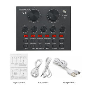 BM800 V8 Microphone Recording Studio Equipment Mic Kit Wt Adjustable Mic Vocal Audio Stereo Live Broadcast Sound Card Live Webcast for Live Broadcast/Chatting/Singing Recording