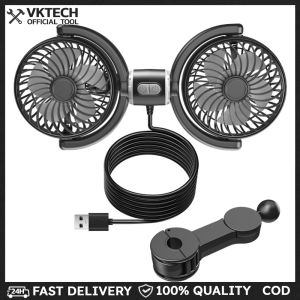 Dual Head Car Seat Back Cooling Fan 360 Rotatable USB Car Rear Headrest Fan Car Electric Cooling Fan for Car Home Accessories