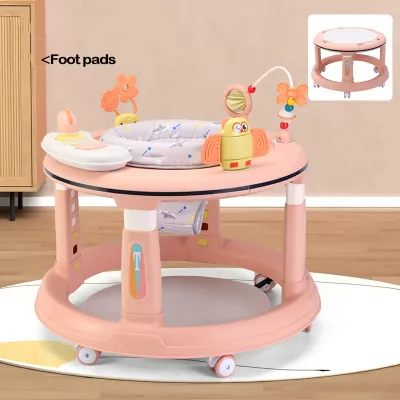 Beige Baby Walker Anti-O-Leg Music Foldable Walker Baby Advanced Adjustable Heights 嬰兒學步車