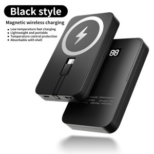 5000mAh Magnetic Wireless Charger Power Bank with Stand Magnetic Ring for iPhone 15 14 13 Samsung Huawei Xiaomi