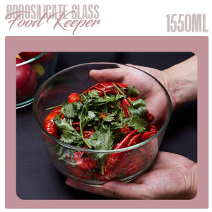 Round Press Type Vacuum Cover Food Container Borosilicate Glass Leak-Proof Heat Cold Resistant Airtight Storage