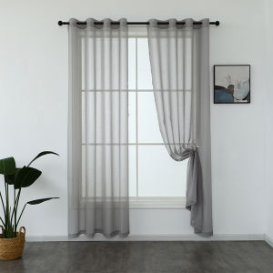 Solid Color 1PC Korean Sheer Curtain wiht rings White Lace Short Curtain 5ft 7ft 9ft for Windows Bedroom Living Room