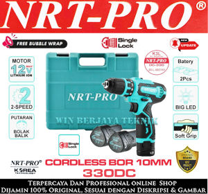 NRT-PRO DC 330 Mesin Bor Cordless Drill 10mm Baterai Tangan Charger Cas 12V 12 V DC330 330DC 330 DC