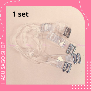 Set 2 dây áo ngực trong suốt dây áo lót sợi bún sợi phở bằng nhựa dẻo dai chốt kim loại siêu bền