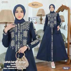 Gamis Dewasa Sigaret navy Sentuhan Bordir dengan Nuansa Bordir  yang Menawan