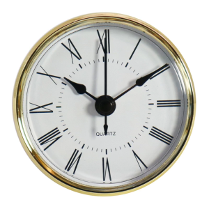 2.76 Inch/ 70 mm Clock Insert Round Quartz Clock Fit-up Movement Miniature Clock White Dial Golden Bezel Arabic Numerals