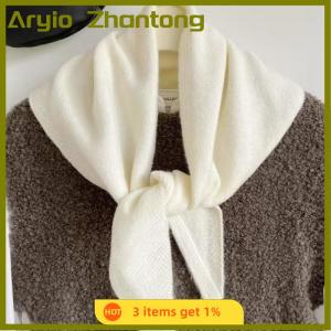 Aryio Korean Style Wool Knitted Triangular Scarf Women Headscarf Knitted Scarf Multi-functional Warm Knitted Scarf