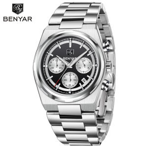BENYAR 2026 Luxury Sports Quartz Watches For Men Stainless Steel Calendar Luminous Fashion Men Watch Top Brand Casual Men waterproof Watch Men BY-5204