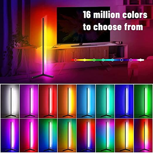LED Remote Control Dimmable RGB Corner Floor Lamp Nordic MultiColor ...