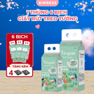 Giấy vệ sinh treo tường KINGESS thùng 6 bịch làm từ bột gỗ nguyên chất treo tường đa sắc 1300 tờ