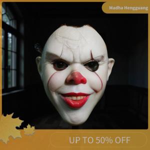 Madha 1Pcs Cosplay Horror Demon Clown Killers Latex Helmet Yellow Haired Creepy Pennywise Joker Mask Halloween Party Costume Props